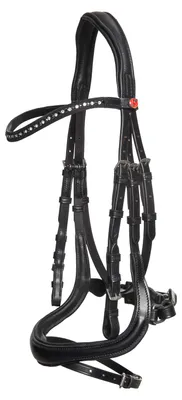 Produktbild von Kieffer Trensenzaum ILONA, Farbe:schwarz / schwarz unterlegt, Größe:Warmblut-helle Ultrashine Kristalle+Perlen