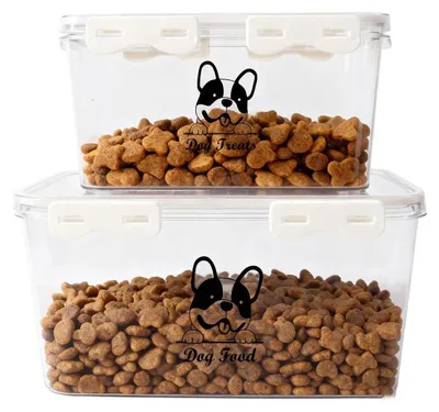 Hundefutterboxen, 2er-Set, luftdicht, transparent, stapelbar, 4-5 kg
