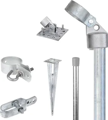 Produktbild von Alberts Zauneck-Set für Mahschendrahtzaun mit Bodenhülsen, Höhe 80 cm, feuerverzinkt