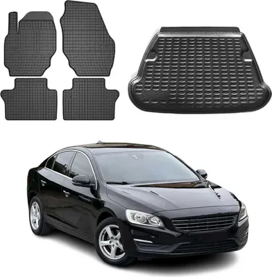 Obrázek produktu pro Sada podlahových rohoží a vložek do kufru pro Volvo S60 2011-2025 gumové TPE černé 5x