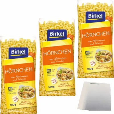 Produktbild von Birkel No 1 Hörnchen 3er Pack (3x500g Packung) + usy Block