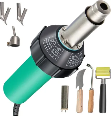 Produktbild von Heißluftpistole – Lötkolben und Schweißgerät – 220V – Bis zu 600°C – Mit 3 Meter Kabel und Zubehör – Blau