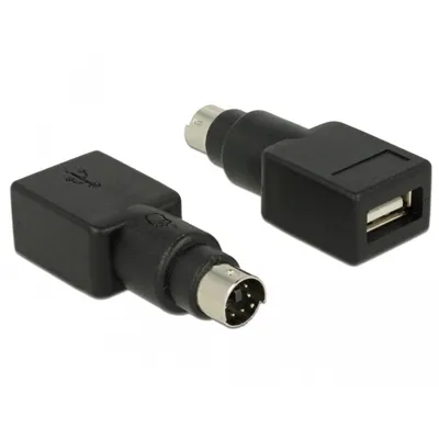 Produktbild von Adapter PS/2 St > USB-A Bu  schwarz Delock