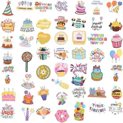 Image de Autocollants d'anniversaire en PVC, 100 pièces, autocollants, décoration de fête