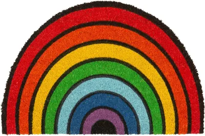 Produktbild von Nicola Spring Halbmond-Fußmatte aus Kokosfaser – 60 x 40 cm – Regenbogen