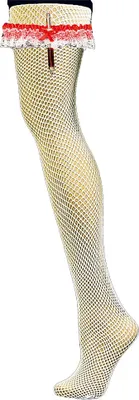 Produktbild von K84250753-0-L-XL weiß Damen Netzstrumpfhose Kellnerin Gr.L-XL