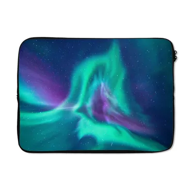Produktbild von MuchoWow® Laptop Hülle 13 Zoll Nordlicht am Sternenhimmel Laptoptasche - Laptophülle - Sleeve - Rundumschutz