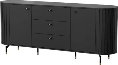 Produktbild von Selsey Zante - Sideboard 2-türig mit 3 Schubladen, schwarz, 190 cm
