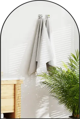 Produktbild von HOMCOM Bogenwandspiegel, Badezimmerspiegel, 60 x 90 cm, hochauflösend, mit Rahmen aus Aluminiumlegierung, für Schlafzimmer, Wohnzimmer, Flur, Schwarz