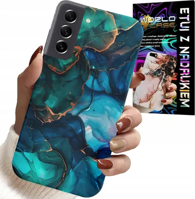 Image de Étui Pour Samsung Galaxy S22 - Bleu Vert Marbre Arrière Designs