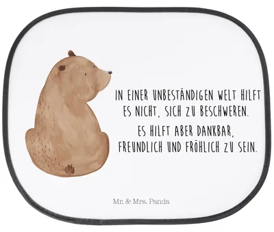 Produktbild von Mr. & Mrs. Panda Sonnenschutz Auto Bär Schulterblick - Weiß - Geschenk, für Autoscheiben, Selbstachtung, Teddy, Sonnenblende, Bären, Fürs, Motivation, Weltansicht