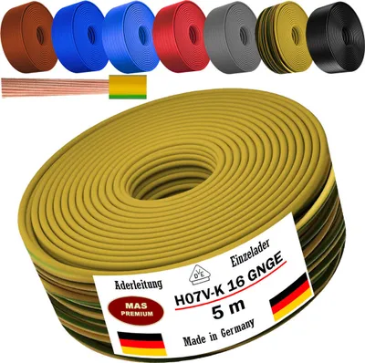Produktbild von 5m Aderleitung H07 V-K GNGE 1x16 mm² Grüngelb Einzelader flexibel