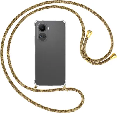 Produktbild von Handykette Backcover-Schutzhülle mit Band (Metall goldfarben) für Huawei nova 10 SE (BNE-LX1,LX3) - braun+beige