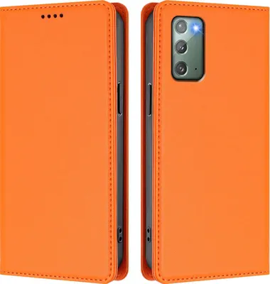 Image de Étui en cuir pour Samsung Galaxy Note 20, étui à rabat magnétique en cuirPolyuréthaneavec support, orange