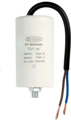 Produktbild von MKP Motorkondensator, Arbeitskondensator Anlaufkondensator Kondensator 450V - Anschluss: Kabel - Wert: 20µF