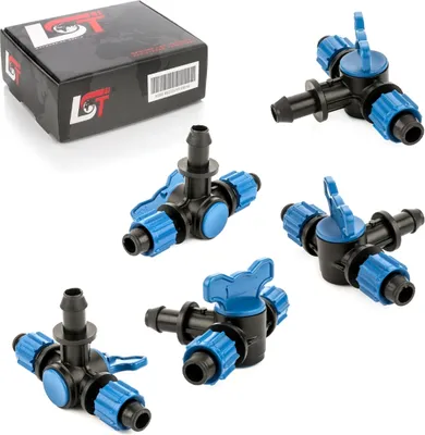 Produktbild von 5x Absperrhahn T-Stück Verbindungsstück Kupplung Bewässerungssystem Ø 17x16x17mm