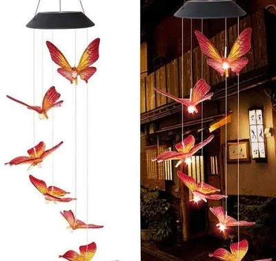 Produktbild von Solar-LED-Bogenlampe – Farbwechselnde Außenbeleuchtung – Esdoornblattroter Schmetterling – Dekoration für Garten, Terrasse & Innenhof