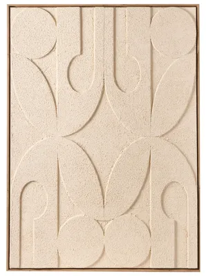 Produktbild von BELIANI Wandbild mit Rahmen Beige Kiefernholz Kunststoff Abstraktes Motiv Handgefertigt Leinwandbild Wanddekoration Wohnzimmer Schlafzimmer Flur