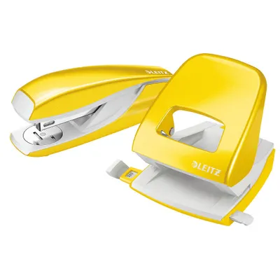 Obrázek produktu pro Esselte Leitz Heftgeraet- & Locher-Set Nexxt WOW gelb-metallic in Blisterverpackung - 1