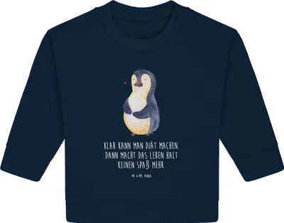 Produktbild von Mr. & Mrs. Panda Organic Baby Pullover Pinguin Diät 6. - 12. Monat - French Navy - Geschenk, Motivation, Gewicht, Bullover, Abnehmen