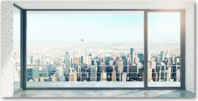 Produktbild von Tulup® Glas-Bild - 100x50 -Wandkunst - Wandbild hinter gehärtetem Sicherheitsglas  - Landschaften - Blick auf die Stadt - Grau