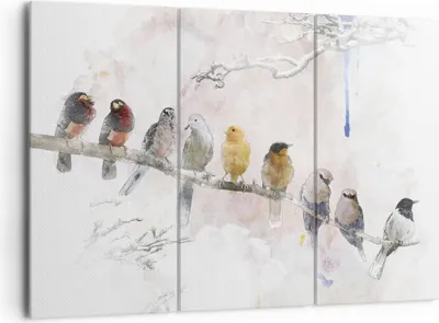 Produktbild von Bild auf Leinwand - Leinwandbild - 3 Teile - Vögel Kanarienvogel Zweig - 165x110cm - Wand Bild - Wanddeko - Wandbilder - Leinwanddruck - Bilder - Wanddekoration - Leinwand bilder - CE165x110-4175