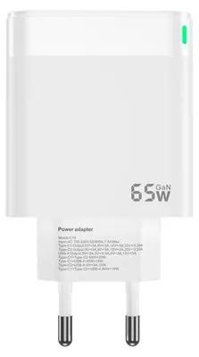 Produktbild von 65W USB-C Schnellladegerät PD mit 3-Ports Kompaktes Netzteil Universal mit Kabel – Ohne Kabel