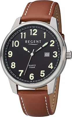 Produktbild von Regent Leder Herren Uhr F-1239 Analog Armband-Uhr braun Lederarmband D2URF1239