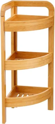 Zdjęcie produktu dla regał narożny 3 poziomy, bambus, 23 cm wysokości, do kuchni