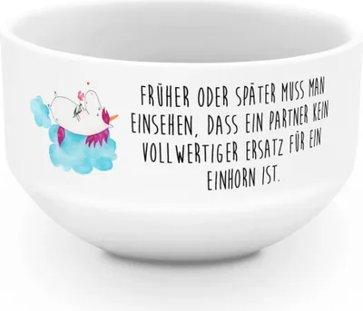 Produktbild von Mr. & Mrs. Panda schale Einhorn Verliebt - Weiß - Geschenk, Schüssel, Unicorn, Freundin, Müslischale, Wolke, Liebe, Obstschale, Einhörner, dessertschale, Bowlschale