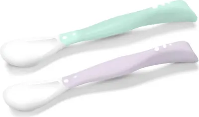 Produktbild von Elastische löffel für Babys 2 Stk. Lila + grün / Babyono