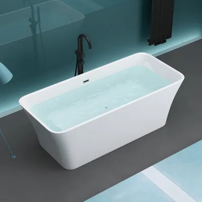 Produktbild von Mai & Mai freistehende Acryl-Badewanne Standbadewanne Weiß inkl. Push-Open Ablaufgarnitur Breite 170cm V529