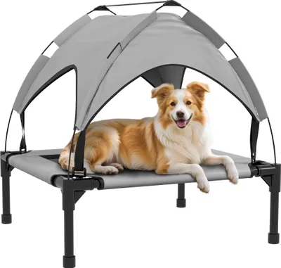 Produktbild von PawHut Erhöhtes Hundebett mit Baldachin Haustierbett Outdoor Hundeliege mit Dach