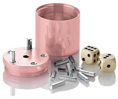 Produktbild von BestSaller 3006 SUPER SIX Würfelspiel Aluminum Sonder Edition, 36 Spielstäbchen & 2 Würfel, roségold
