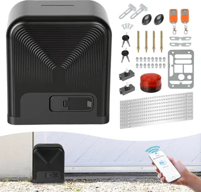 Obrázok produktu pre Sada pohonu posuvnej brány Izrielar - 370W motor, do 800 kg, WiFi s 2 kľúčmi a diaľkovým ovládaním, pohon brány do dvora, pohon brány, posuvná brána, otvárač brány, svetelný alarm