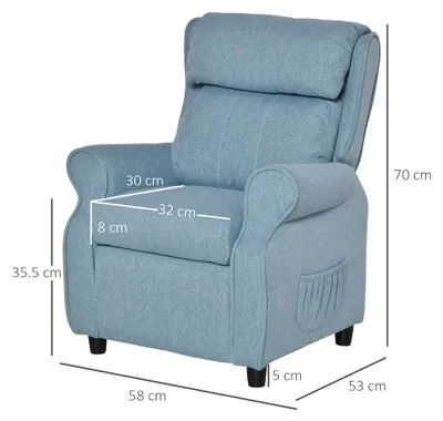 Zdjęcie produktu dla HOMdotCOM HOMdotCOM Highchair - Krzesełko do czytania - Z podnóżkiem - 58 x 53 x 70 cm - Niebieski