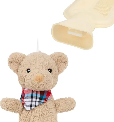 Produktbild von Wärmflasche mit Fleece-Tierbezug - 1 oder 2 Liter - natürliches Gummi - lange Wärmflasche - Plüsch - süßes Tier - gemütliche Geschenke