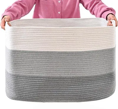 Produktbild von Stabiler Wäschekorb 55x43x30,5 cm weiß braun