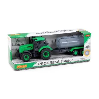Obrázok produktu pre Polesie 91567 Progress Inertný Traktor S Cisternovým Prívesom Zelený V Krabici