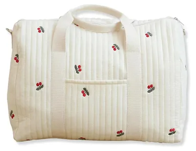 Productafbeelding van SONARIN Grote capaciteit, gestikte luiertas, lichte reistas, handbagage, verzorgingstas, schoudertas, draagtas, handtas voor baby's met schouderriem (kersenprint)