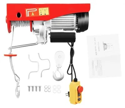 Obrázok produktu pre Elektrický navijak – zdvihacie zariadenie / elektrické navijaky – nosnosť 800/1000 kg – motor 1600 W – oceľové lano 12 m – červený