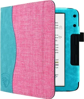 Image de Dutch Shield - Jeans strap Case Housse pour Tolino Vision Color Ebook - Housse à rabat Ereader Housse de protection rose, turquoise
