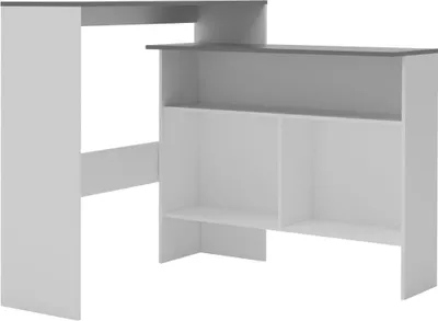 Obrázok produktu pre vidaXL Barový stôl s 2 doskami biela a sivá 130 x 40 x 120 cm