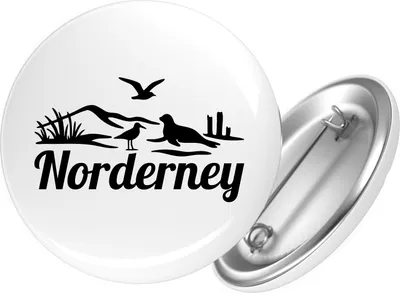 Produktbild von Huuraa Button Norderney Strandmotiv 25mm rund mit Sicherheitsnadel Ansteckbutton Geschenkidee