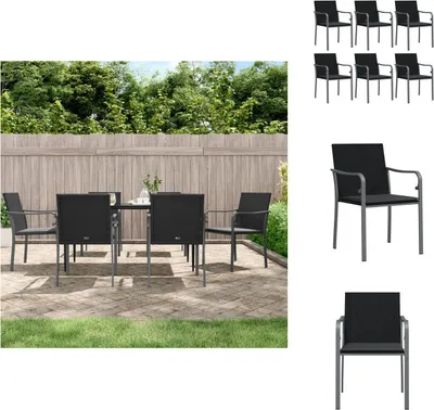 Produktbild von vidaXL Gartenstühle mit Kissen 6 Stk. Schwarz 56x59x84 cm Poly Rattan -  Gartenstühle