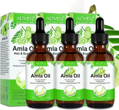 Produktbild von Amla Öl Haaröl Haarwachstum gegen Schuppen Haarausfall Kaltgepresst Bio Vegan, 3x 60ml