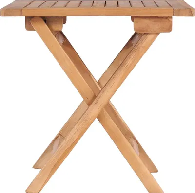 A wooden folding table on a white background.