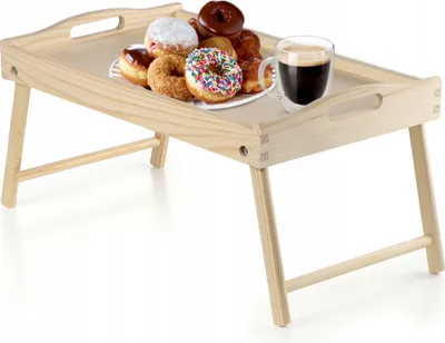 Produktbild von KADAX Betttisch "Solia", aus Kiefernholz, Serviertablett, Essenstablett, Laptoptisch, Natürlich