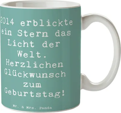 Produktbild von Mr. & Mrs. Panda Tasse Spruch 2014 Geburtstag Stern - Meeresbrise - Geschenk, Becher, Kaffeetasse, Happy Birthday, Geburtstagsspruch, Alter, Kaffeebecher, Trinkbecher