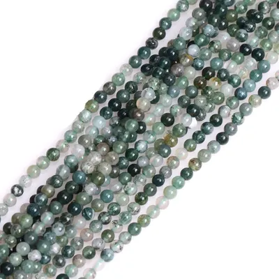 Produktbild von Moosachat-Perlen - Runde Edelsteine zur Schmuckherstellung - 3 mm Durchmesser - 38,1 cm Stranglänge